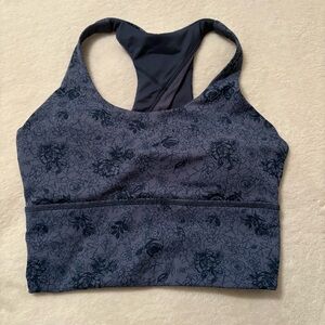 Floral Print Sports Bra - indigo